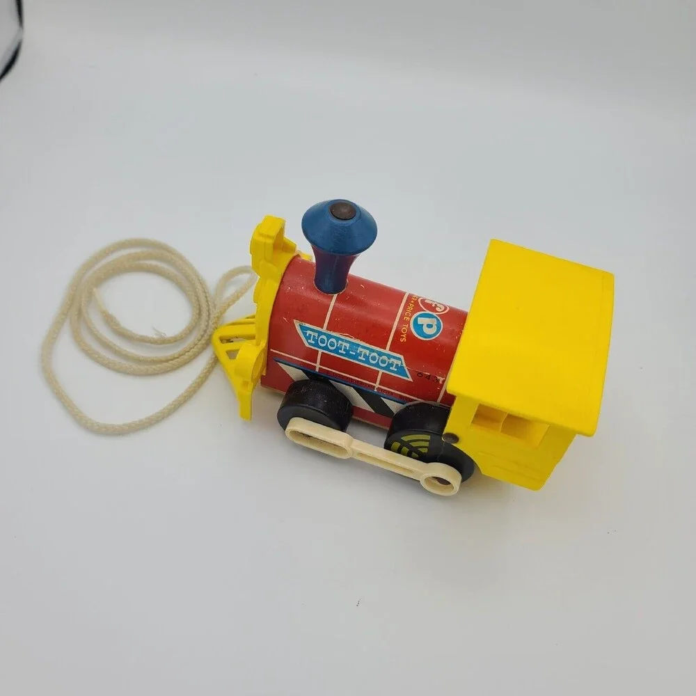 Vintage 1964 Fisher Price 643 Toot-Toot Train Engine Wooden Pull Toy